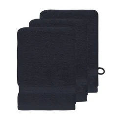 Lot de 3 gants de toilette 550 g/m² Bleu Nuit 16x22 cm LUXURY