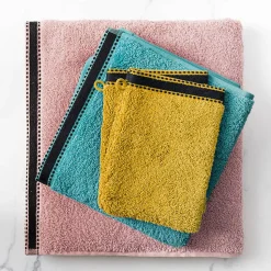Lot de 2 gants de toilette Joia - coton 550 gr/m² - jaune moutarde 15x21 cm - Atmosphera
