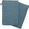 Lot de 2 gants de toilette - coton 450 gr/m² - bleu orage 15x21 cm - Atmosphera