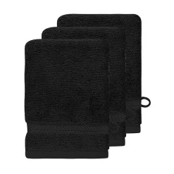Lot de 3 gants de toilette 550 g/m² Noir 16x22 cm LUXURY