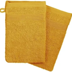 Lot de 2 gants de toilette 15 x 21 cm Couleur moderne ocre