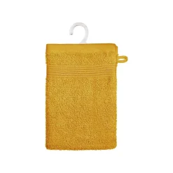 Lot de 2 gants de toilette - coton 450 gr/m² - jaune moutarde 15x21 cm - Atmosphera