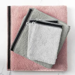 Lot de 2 gants de toilette Joia - coton 550 gr/m² - lin 15x21 cm - Atmosphera
