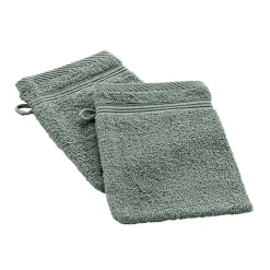 Lot de 2 gants de toilette 15 x 21 cm Tendresse vert cèdre