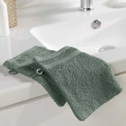 Lot de 2 gants de toilette 15 x 21 cm Tendresse vert cèdre