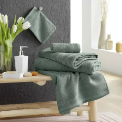 Lot de 2 gants de toilette 15 x 21 cm Tendresse vert cèdre