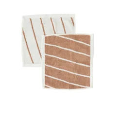 Lot de 2 gants de toilette marron en coton organique h30x30cm