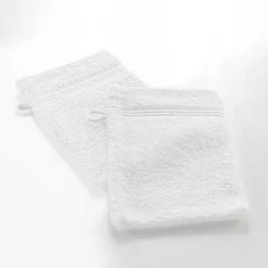 Lot de 2 gants de toilette 15 x 21 cm Tendresse blanc