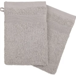 Lot de 2 gants de toilette - coton 450 gr/m² - gris taupe 15x21 cm - Atmosphera