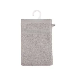 Lot de 2 gants de toilette - coton 450 gr/m² - gris taupe 15x21 cm - Atmosphera