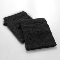 Lot de 2 gants de toilette 15 x 21 cm Tendresse noir