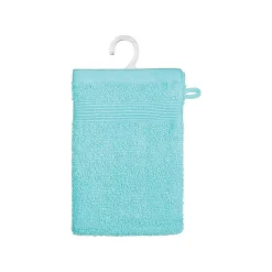 Lot de 2 gants de toilette - coton 450 gr/m² - bleu aqua 15x21 cm - Atmosphera