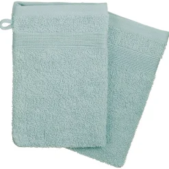 Lot de 2 gants de toilette - coton 450 gr/m² - bleu givre 15x21 cm - Atmosphera