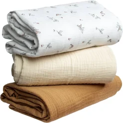 Lot de 3 maxi langes melody écru et camel