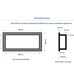 Lot de 2 niches à carreler étanches - formats intérieurs 50 x 40 cm - 9 cm de profondeur