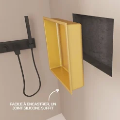 Lot de 2 Niches de Douche Or Satiné - 30x30 cm - Rangement Mural Salle de Bain - NOOK
