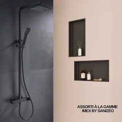 Lot de 2 Niches de Douche Noir Satiné - 30x30 cm - Rangement Mural Salle de Bain - NOOK