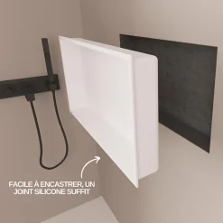 Lot de 2 Niches de Douche Blanc Satiné - 30x60 cm - Rangement Mural Salle de Bain - NOOK