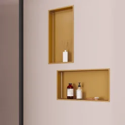 Lot de 2 Niches de Douche Or Satiné - 30x60 cm - Rangement Mural Salle de Bain - NOOK