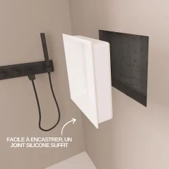 Lot de 2 Niches de Douche Blanc Satiné - 30x30 cm - Rangement Mural Salle de Bain - NOOK