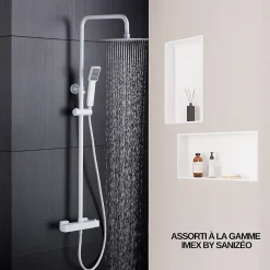 Lot de 2 Niches de Douche Blanc Satiné - 30x30 cm - Rangement Mural Salle de Bain - NOOK