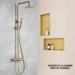 Lot de 2 Niches de Douche Or Satiné - 30x30 cm et 30x60 cm - Rangement Mural Salle de Bain - NOOK