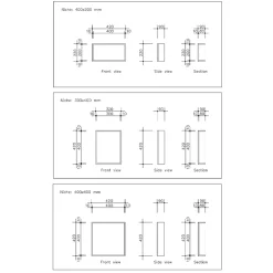 Lot de 2 niches de douche à carreler - formats intérieurs 40 x 40 cm - 9 cm de profondeur