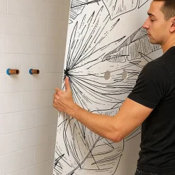 Lot de 2 panneaux de douche en aluminium (90x220 & 120x220 cm) + profilés noir - Lamnar - Noir