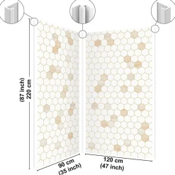 Lot de 2 panneaux de douche en PVC (90x220 & 120x220 cm) + profilés blanc - Hexa Travertin - Gris