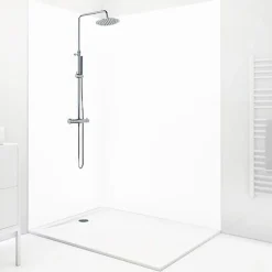 Lot de 2 panneaux de douche en PVC (90x220 & 120x220 cm) + profilés blanc - Essentiel - Blanc
