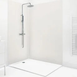 Lot de 2 panneaux de douche en PVC (90x220 & 120x220 cm) + profilés blanc - Pierre Claire - Gris
