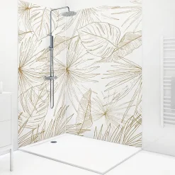 Lot de 2 panneaux de douche en PVC (90x220 & 120x220 cm) + profilés blanc - Lamnar Kola