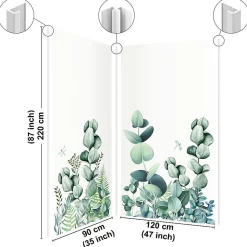 Lot de 2 panneaux de douche en PVC (90x220 & 120x220 cm) + profilés blanc - Motif végétal - Vert et Blanc - Quiétude