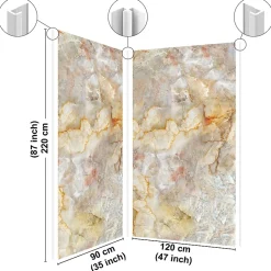 Lot de 2 panneaux de douche en PVC (90x220 & 120x220 cm) + profilés blanc - Gémolodie - Beige et gris