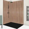 Lot de 2 panneaux de douche en aluminium (90x220 & 120x220 cm) + profilés noir - effet bois - Japandi - Marron et noir