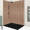 Lot de 2 panneaux de douche en PVC (90x220 & 120x220 cm) + profilés noir - effet bois - Japandi - Marron et noir