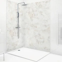 Lot de 2 panneaux de douche en PVC (90x220 & 120x220 cm) + profilés blanc - New Trashwall - Marron