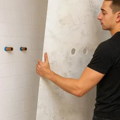 Lot de 2 panneaux de douche en PVC (90x220 & 120x220 cm) + profilés blanc - New Trashwall - Marron