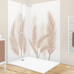 Lot de 2 panneaux de douche en aluminium (90x220 & 120x220 cm) + profilés blanc - Pampa - Marron