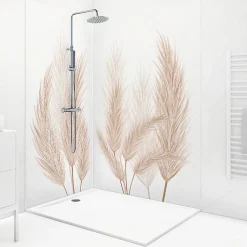 Lot de 2 panneaux de douche en aluminium (90x220 & 120x220 cm) + profilés blanc - Pampa - Marron