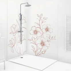 Lot de 2 panneaux de douche en aluminium (90x220 & 120x220 cm) + profilés blanc - Charme - Terracotta