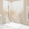 Lot de 2 panneaux de douche en aluminium (90x220 & 120x220 cm) + profilés blanc - Motif végétal - Beige - Gaïa