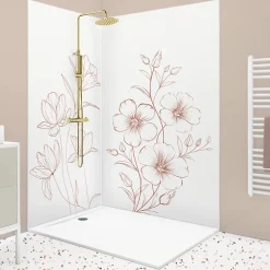 Lot de 2 panneaux de douche en aluminium (90x220 & 120x220 cm) + profilés blanc - Charme - Blanc