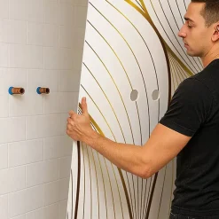 Lot de 2 panneaux de douche en aluminium (90x220 & 120x220 cm) + profilés blanc - Sotma - Blanc et doré