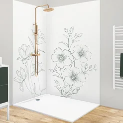 Lot de 2 panneaux de douche en PVC (90x220 & 120x220 cm) + profilés blanc - Charme - Vert