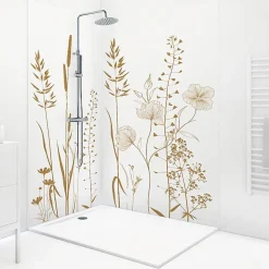 Lot de 2 panneaux de douche en PVC (90x220 & 120x220 cm) + profilés blanc - Vegetalist - Marron