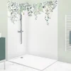Lot de 2 panneaux de douche en aluminium (90x220 & 120x220 cm) + profilés blanc - Flowers in Rain - Multicolore