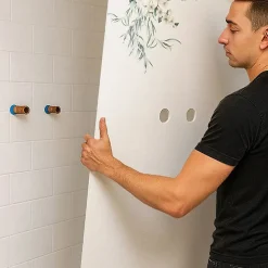 Lot de 2 panneaux de douche en aluminium (90x220 & 120x220 cm) + profilés blanc - Flowers in Rain - Multicolore