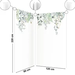 Lot de 2 panneaux de douche en PVC (90x220 & 120x220 cm) + profilés blanc - Flowers in Rain - Multicolore
