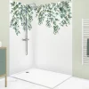 Lot de 2 panneaux de douche en PVC (90x220 & 120x220 cm) + profilés blanc - Eucalyptus in Rain - Multicolore
